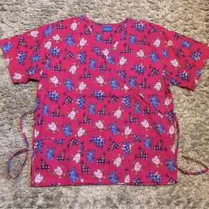 NWOT Carol’s Scrubs Woman’s Pink Frog Scrub Top